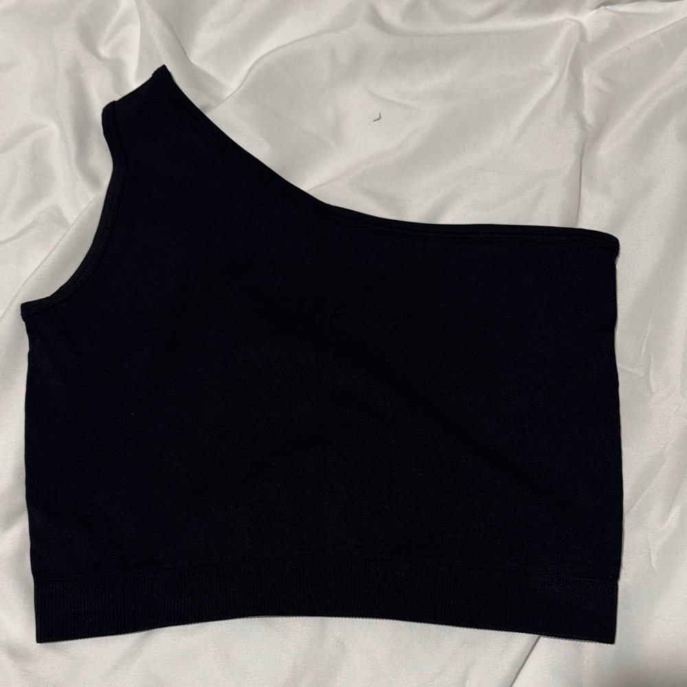 Helmut Lang Black One-Shoulder Crop Top